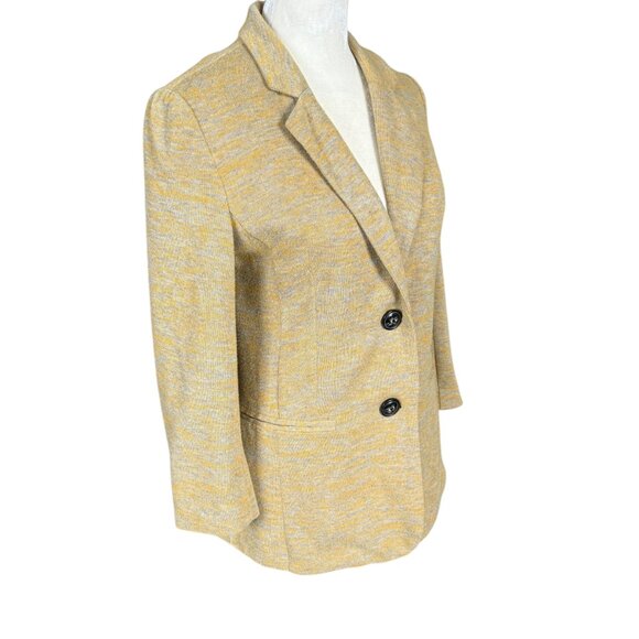 Cartonnier Anthropologie woman's knit 3/4 sleeve blazer in mustard yellow small - Picture 2 of 10